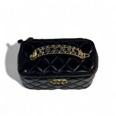 Chanel Black Quilted Vanity Bag 🖤 | Classic CC Gold Chain Handbag