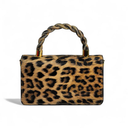 Elisabetta Franchi Leopard Print Handbag 🐆 | Gold Twist Handle Luxury Bag