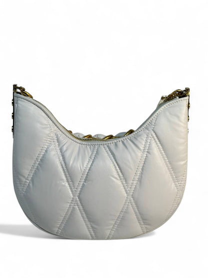 Balmain Quilted White Crescent Bag 🤍 | Gold Chain Luxury Shoulder Bag