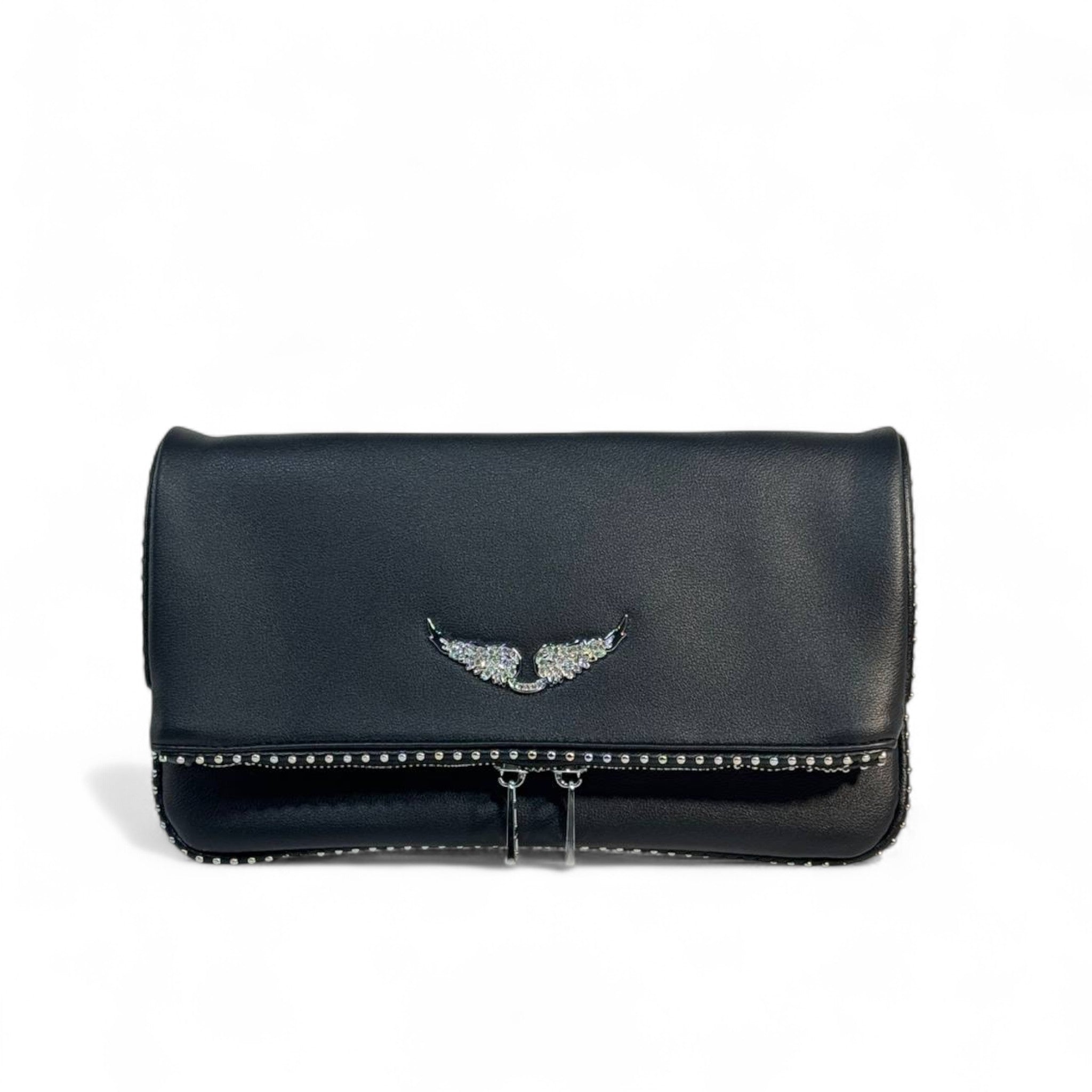 Zadig & Voltaire Crystal Wings Clutch 💎 | Studded Black Evening Bag