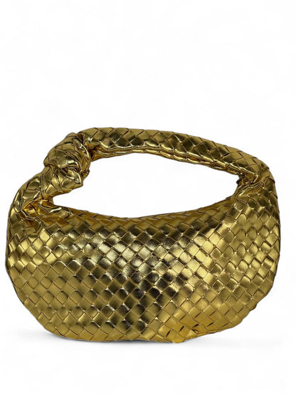 🧡 Bottega Veneta Inspired Gold Woven Shoulder Bag — “Luxe Knot Edition” 🧡
