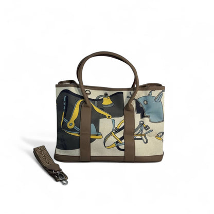 🟤 Hermès-Inspired Canvas Tote — Brown Equestrian Edition 🟤