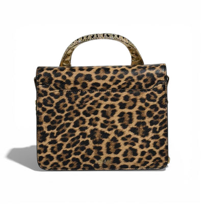 👜 Roberto Cavalli Leopard Top Handle Bag with Tiger Head Handle