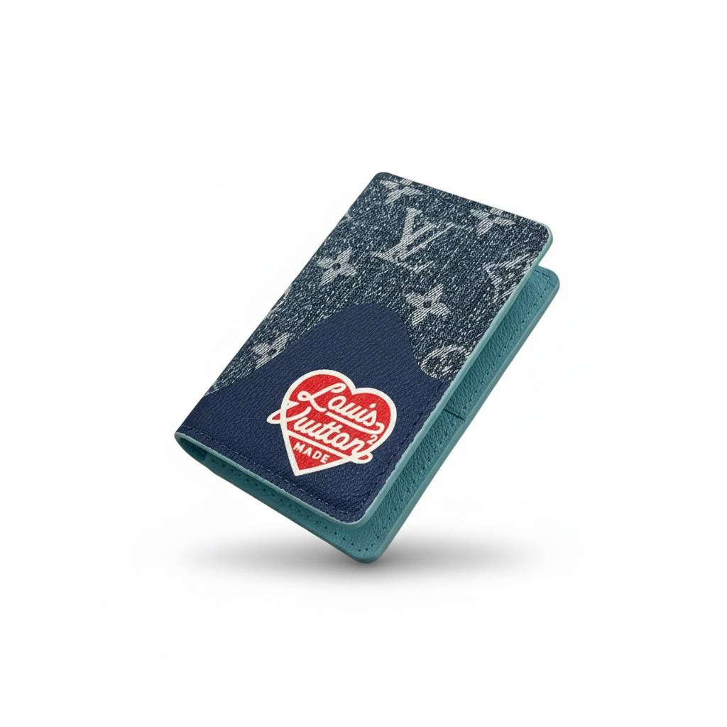 🪪 Louis Vuitton Denim Monogram Card Holder with Heart Patch