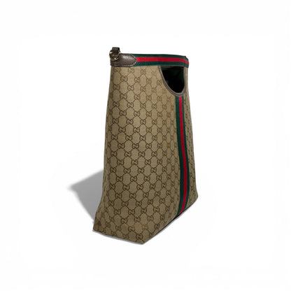 👜 Gucci GG Canvas Tote Bag with Web Stripe & Matching Pouch