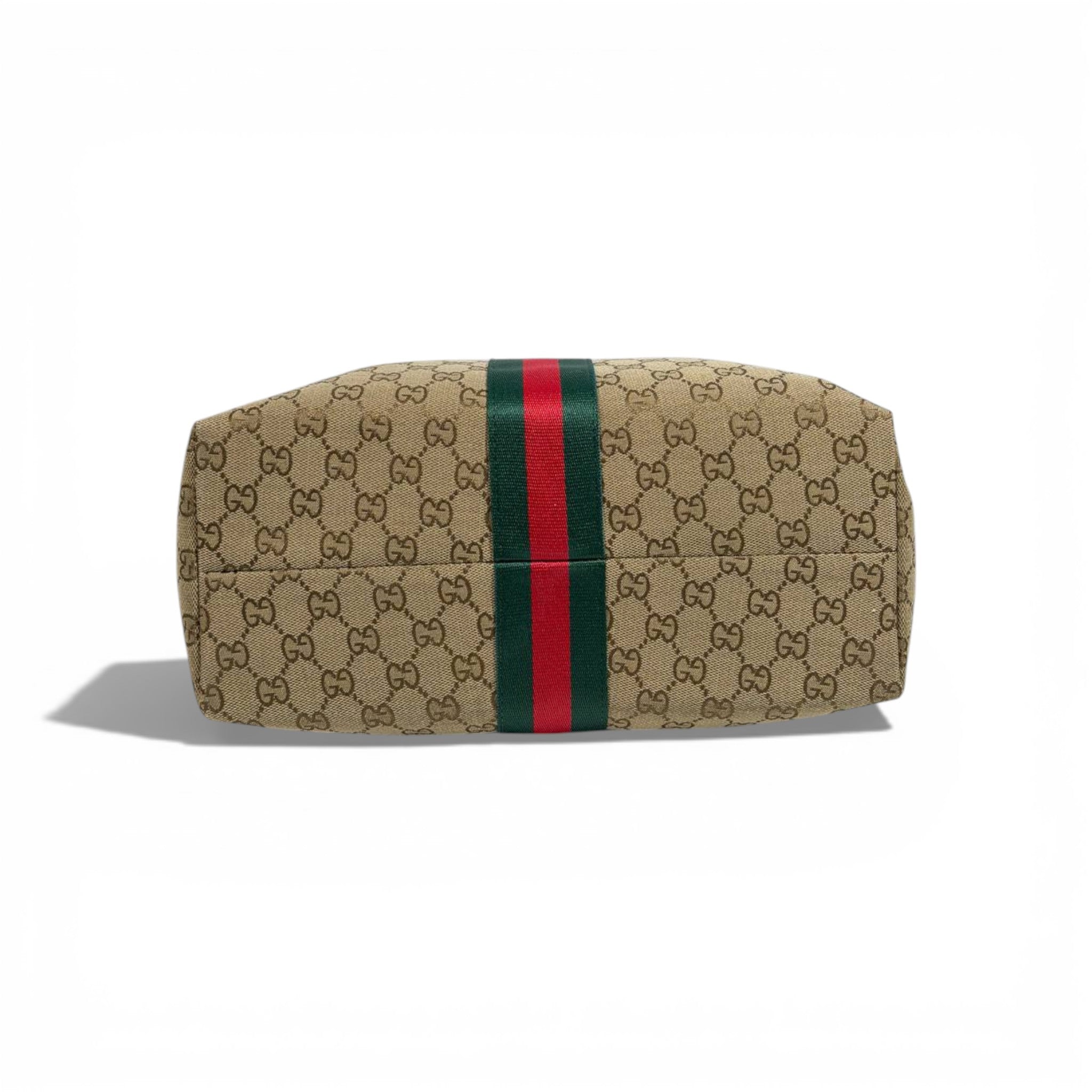 👜 Gucci GG Canvas Tote Bag with Web Stripe & Matching Pouch