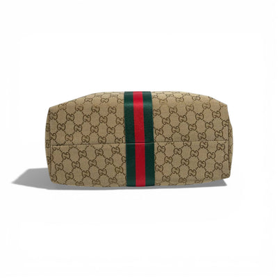 👜 Gucci GG Canvas Tote Bag with Web Stripe & Matching Pouch