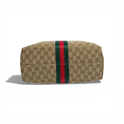 👜 Gucci GG Canvas Tote Bag with Web Stripe & Matching Pouch