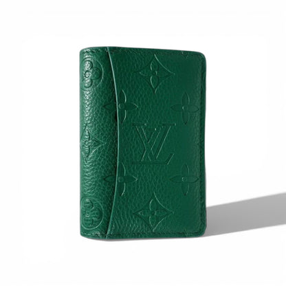 🪪 Louis Vuitton Green Monogram Embossed Leather Card Holder