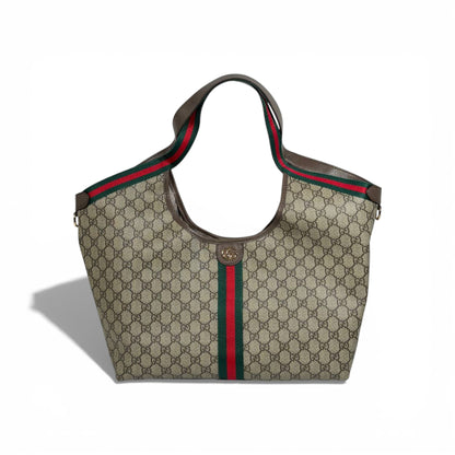 👜 Gucci GG Canvas Shoulder Tote with Web Stripe