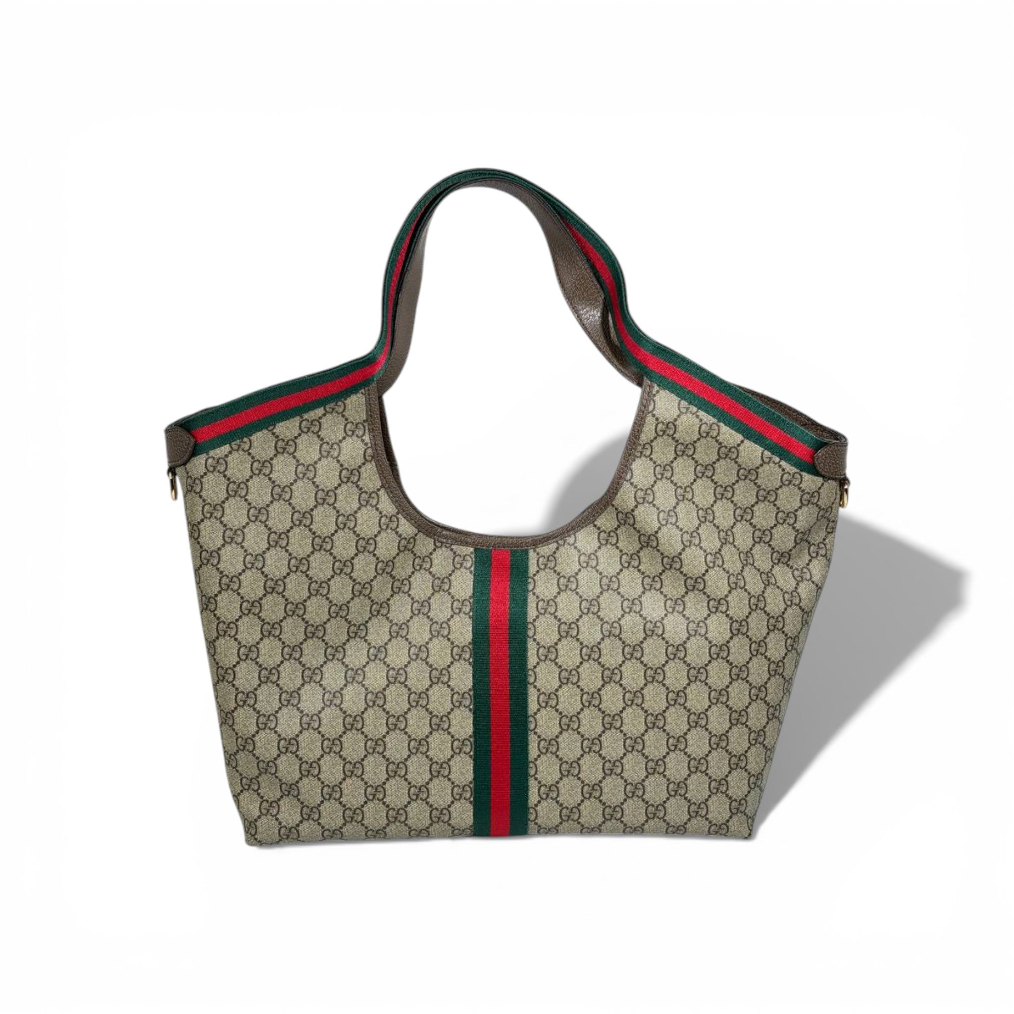 👜 Gucci GG Canvas Shoulder Tote with Web Stripe