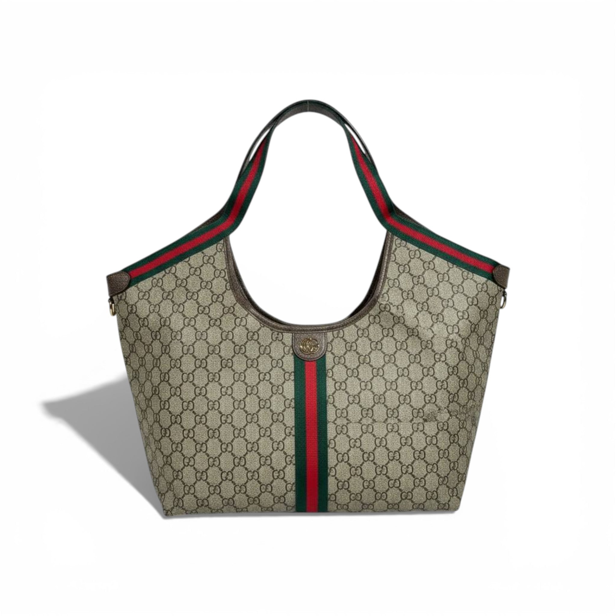 👜 Gucci GG Canvas Shoulder Tote with Web Stripe