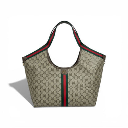 👜 Gucci GG Canvas Shoulder Tote with Web Stripe
