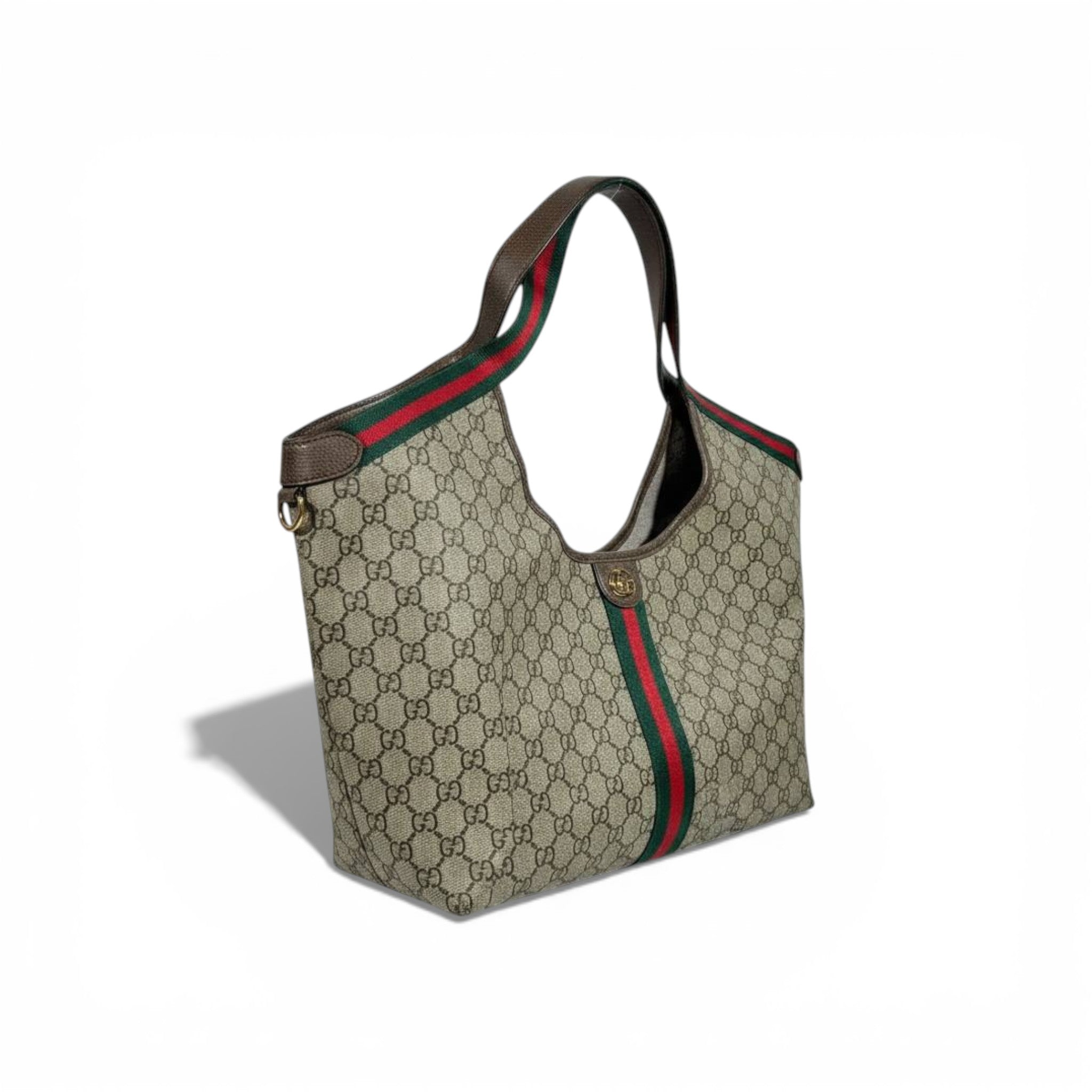 👜 Gucci GG Canvas Shoulder Tote with Web Stripe