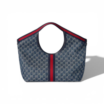 👜 Gucci GG Denim Shoulder Bag with Web Stripe