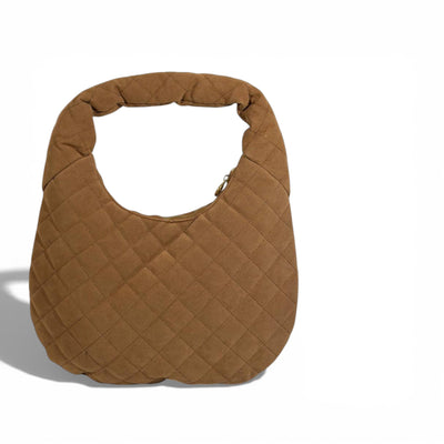 👜 Saint Laurent Quilted Suede Hobo Bag with Gold Logo