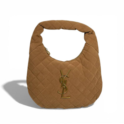 👜 Saint Laurent Quilted Suede Hobo Bag with Gold Logo