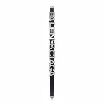 🧷 Balenciaga Elastic Belt with Silver Logo – Black