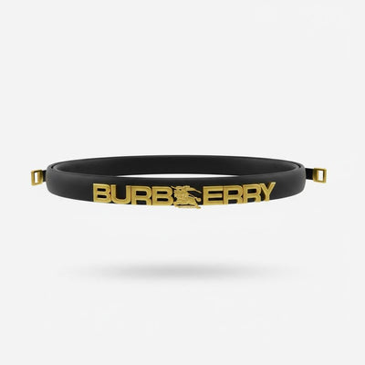 🧷 Burberry Elastic Belt with Gold Logo – Black