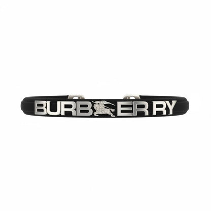 🧷 Burberry Elastic Belt with Silver Logo – Black