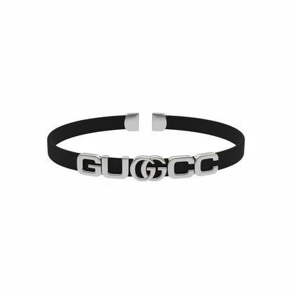 ✨ Gucci Elastic Belt with Silver Logo – Black
