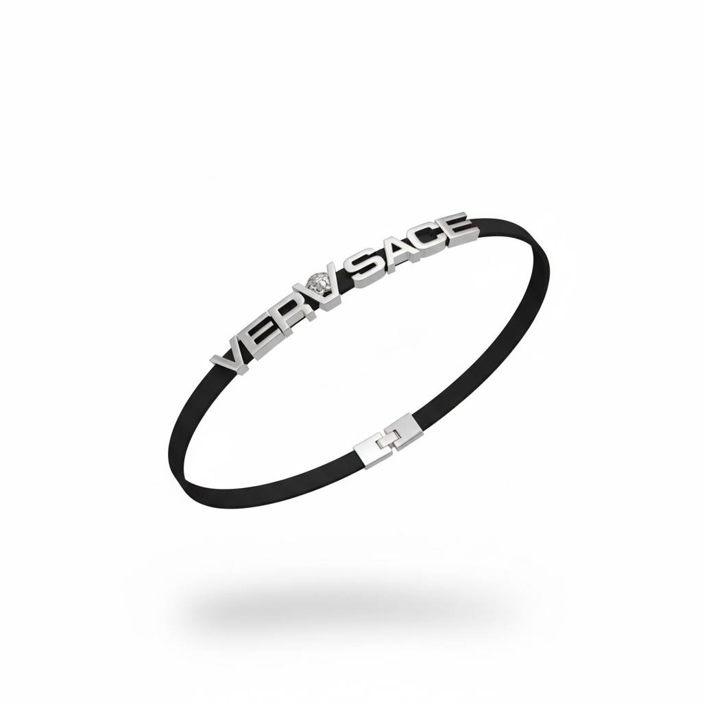 ✨ Versace Elastic Logo Belt – Black