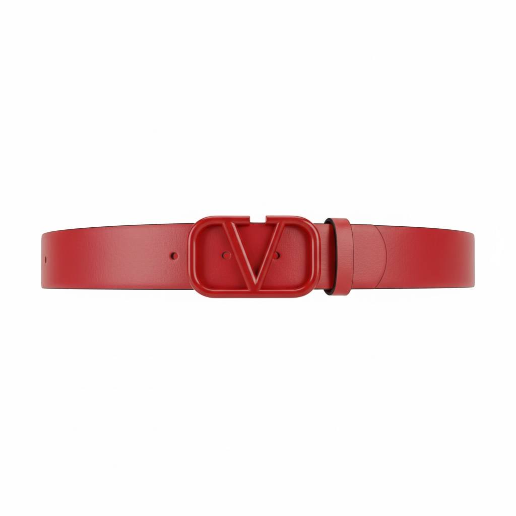 🔴 Valentino V-Logo Leather Belt – Red Iconic Edition