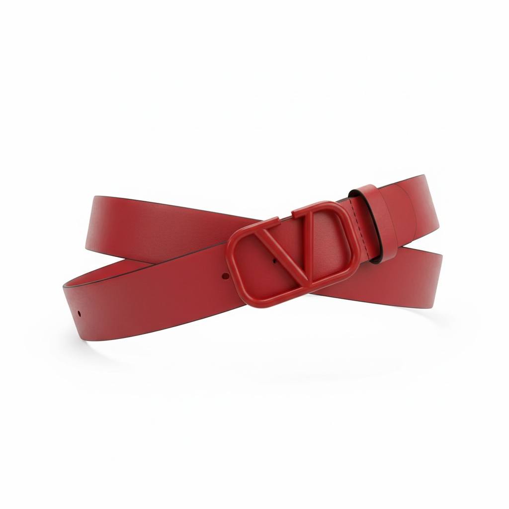 🔴 Valentino V-Logo Leather Belt – Red Iconic Edition