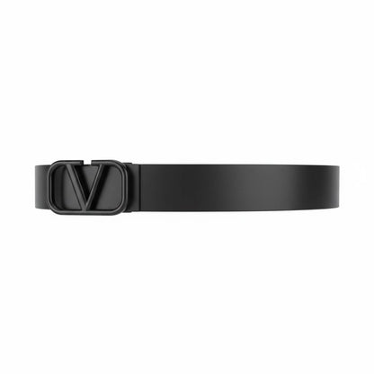 🖤 Valentino V-Logo Leather Belt – Black Essential Edition