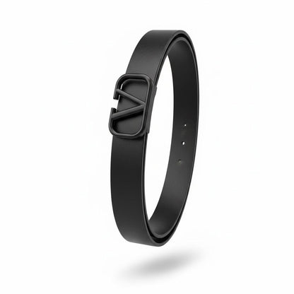 🖤 Valentino V-Logo Leather Belt – Black Essential Edition