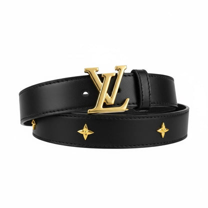 🖤 Louis Vuitton Gold LV Buckle Leather Belt – Luxury Statement Piece
