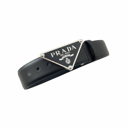🖤 Prada Milano Triangle Buckle Leather Belt – Black Luxury Classic
