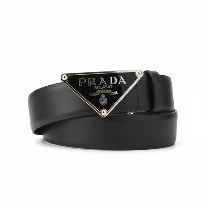 🖤 Prada Milano Triangle Buckle Leather Belt – Black Luxury Classic