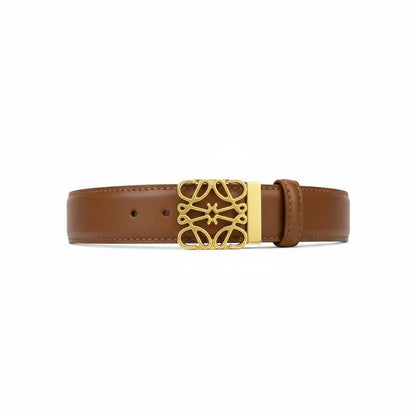 ✨ Loewe Anagram Leather Belt – Brown with Gold Buckle