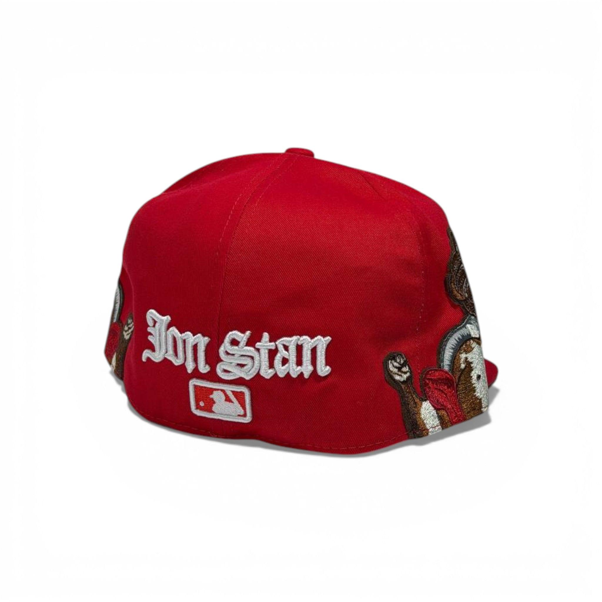 🧢 Red “A” Embroidered Snapback Cap with Angel Artwork – Flat Brim | Size 7 (55.8 CM)
