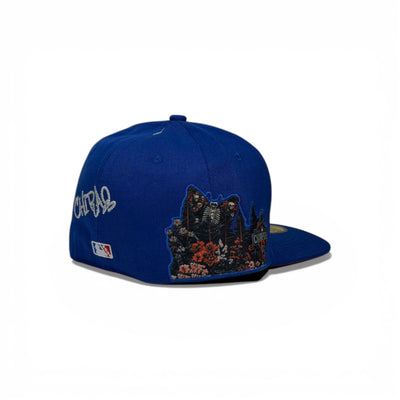 🧢 Blue “C” Claw Embroidered Snapback Cap with Bear Artwork – Flat Brim | Size 7 (55.8 CM)