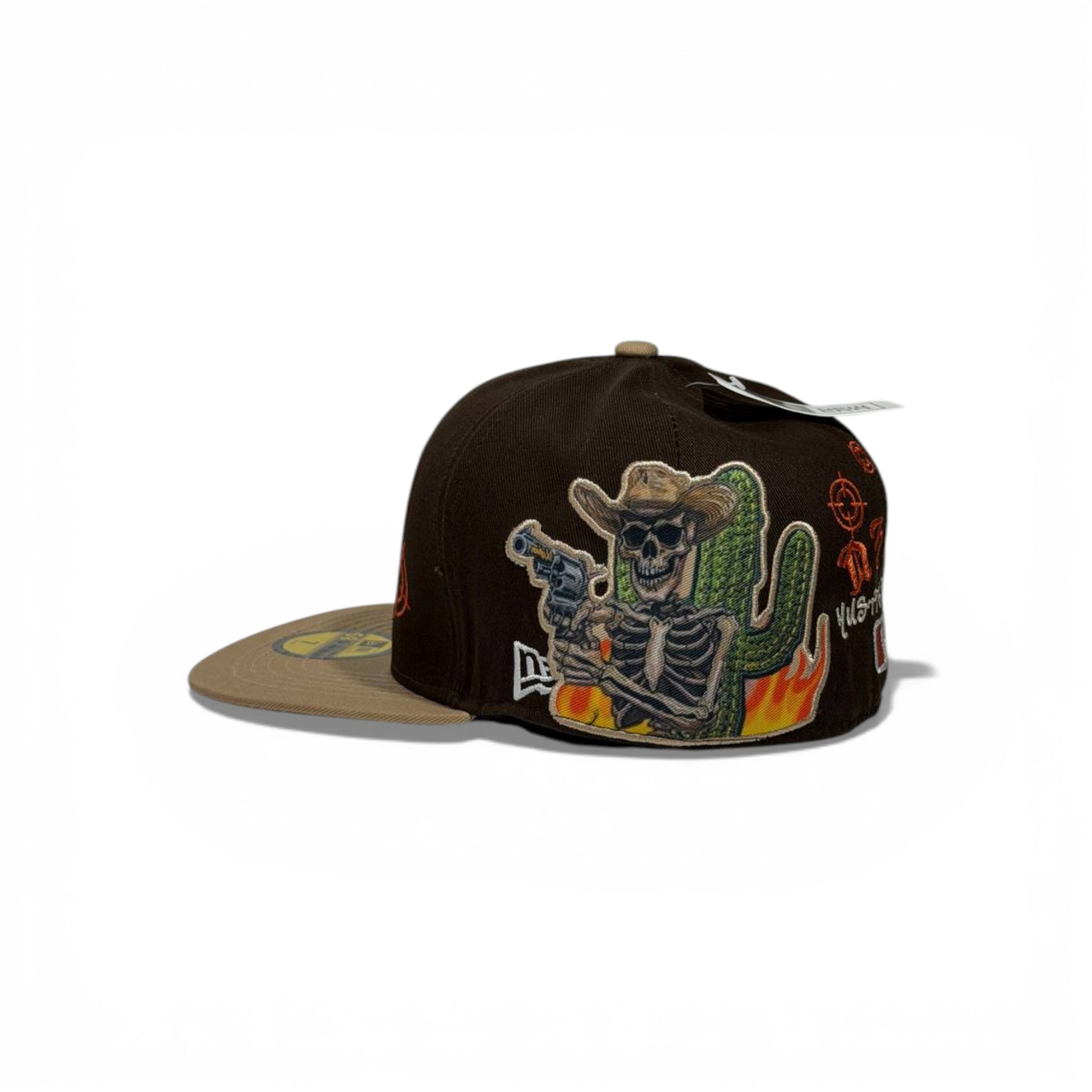 🧢 Brown “H” Star Embroidered Snapback Cap – Tan Flat Brim | Streetwear Edition