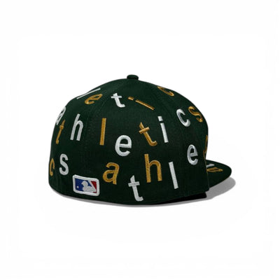 🧢 Green “A’s” All-Over Letter Embroidered Snapback Cap – Flat Brim Streetwear