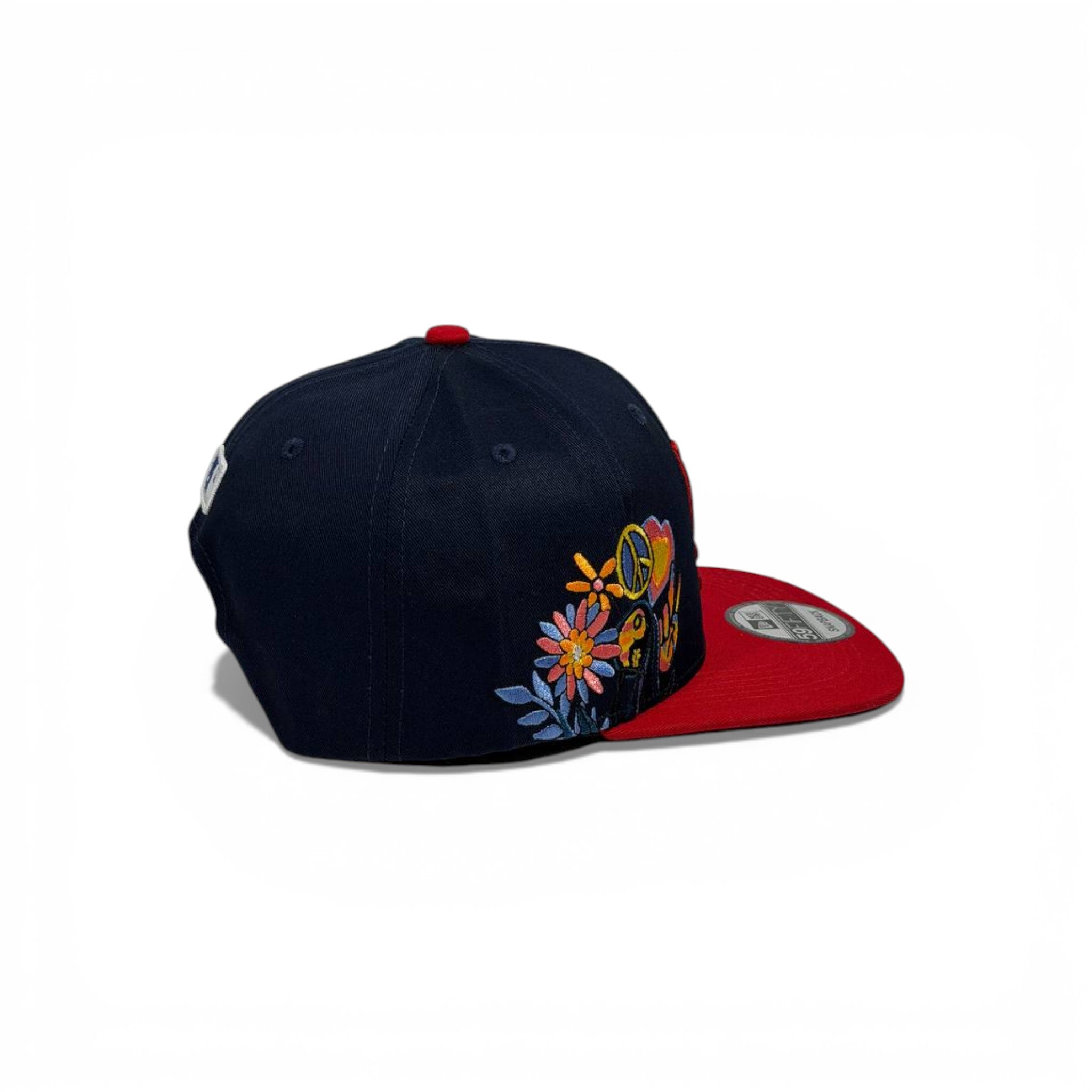 🧢 LA Dodgers Embroidered Snapback Cap – Black Crown & Red Flat Brim | 9X Champions Edition
