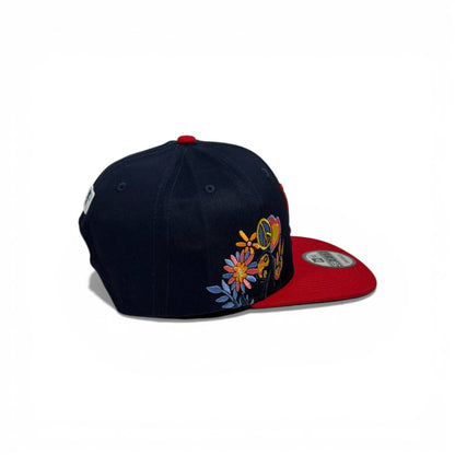🧢 LA Dodgers Embroidered Snapback Cap – Black Crown & Red Flat Brim | 9X Champions Edition