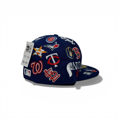 🧢 Navy Supreme Patch Snapback Cap – MLB All-Teams Embroidered | Flat Brim