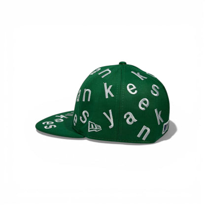 🧢 New York Yankees Embroidered Snapback Cap – Green All-Over Logo