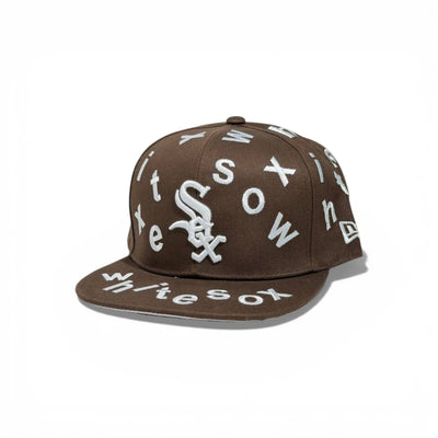 🧢 Chicago White Sox Embroidered Snapback Cap – Brown All-Over Text