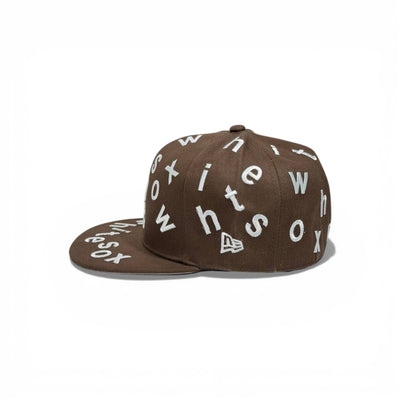🧢 Chicago White Sox Embroidered Snapback Cap – Brown All-Over Text