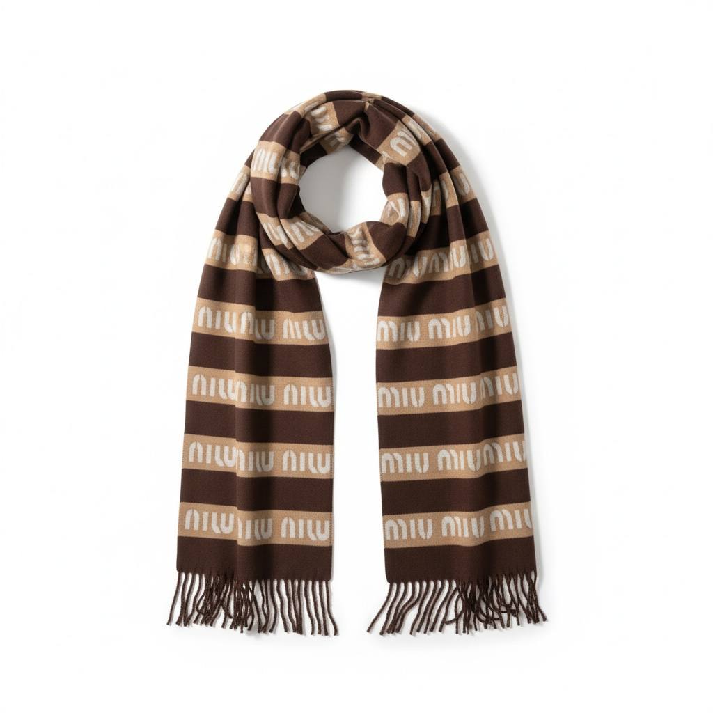 🤎✨🧣 MIU MIU STRIPED LOGO SCARF 🧣✨🤎