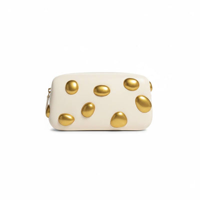 ZARA Cream Studded Clutch Bag 🤍✨💛 Elegant Statement Piece