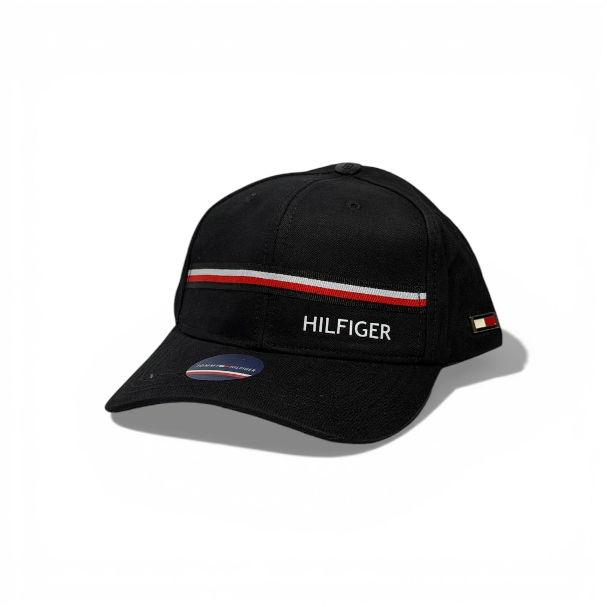 🖤🇺🇸 TOMMY HILFIGER BLACK SIGNATURE STRIPE BASEBALL CAP 🇺🇸🖤