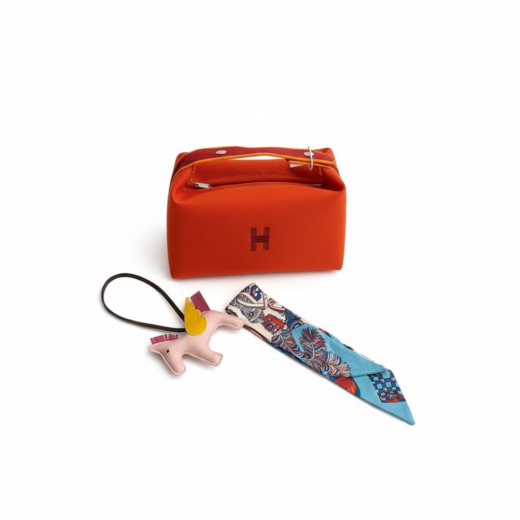 👜✨ HERMÈS Mini Canvas Top-Handle Bag – Orange