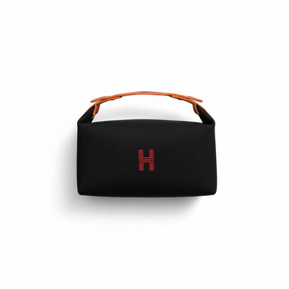 👜🖤 HERMÈS Mini Canvas Top-Handle Bag – Black & Orange