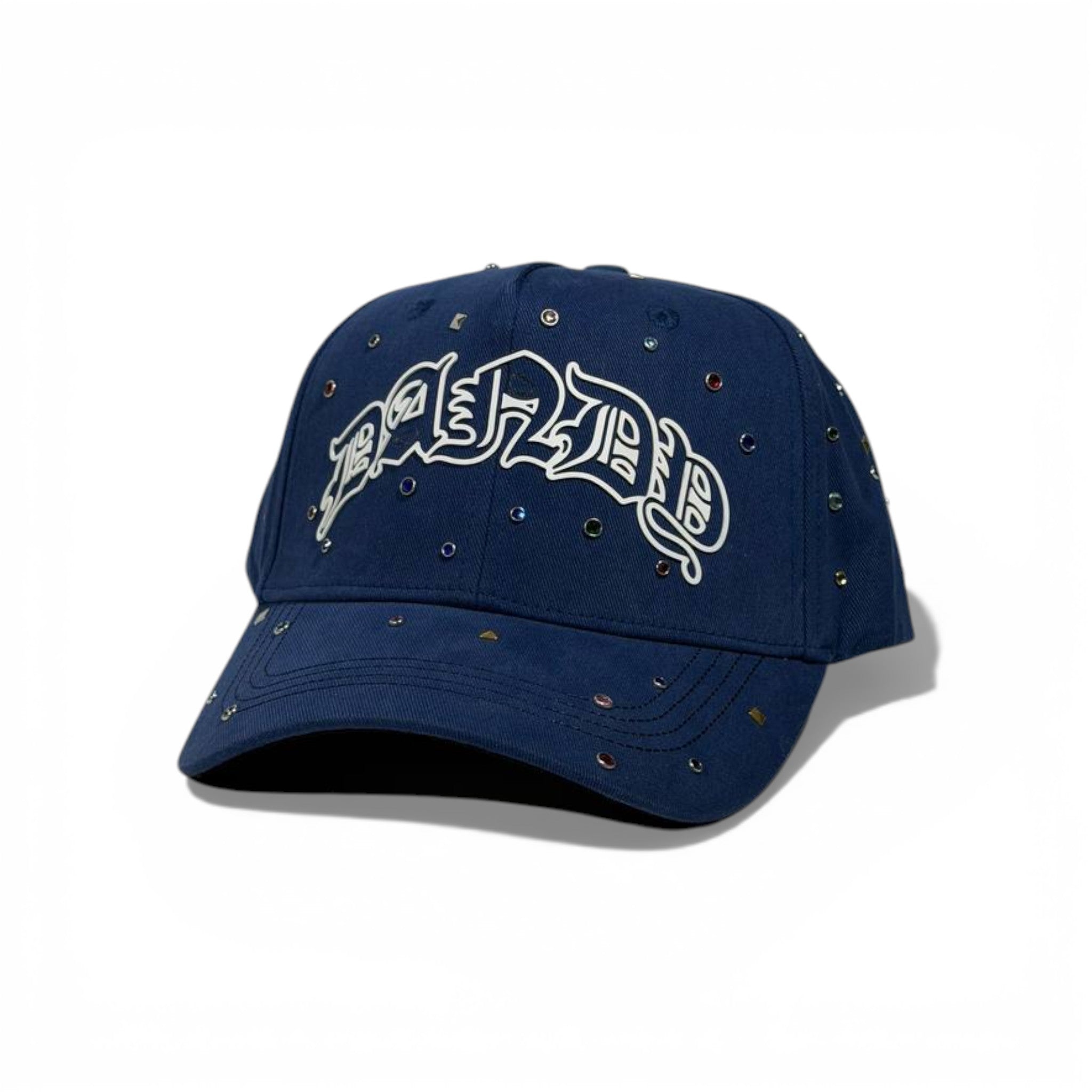 🧢 Legend Studded Navy Baseball Cap – Embroidered Streetwear Hat ✨🔥